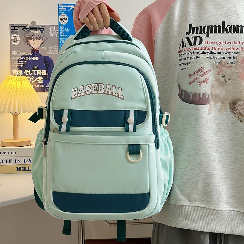 Backpack Fashion Trendy Brand Large Capacity Contrasting Color Work Backpack Ins Simple and Versatile Schoolbag Female College Student Backpack