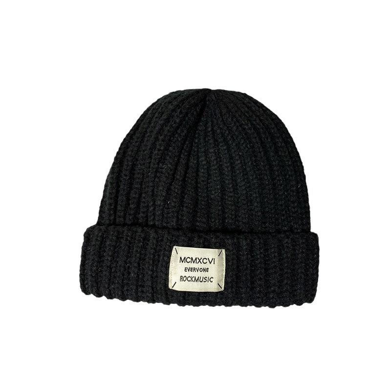 Letter Cloth Label Knitted Hat for Women Autumn and Winter Korean Style Fashion Student Wool Hat Cold Hat Male Couple