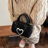 Winter Faux Lamb Wool Women's Top-handle Bags Fashi Ladies Shoulder Crossbody Bag Small Barrel-shaped Handbag Female Purse