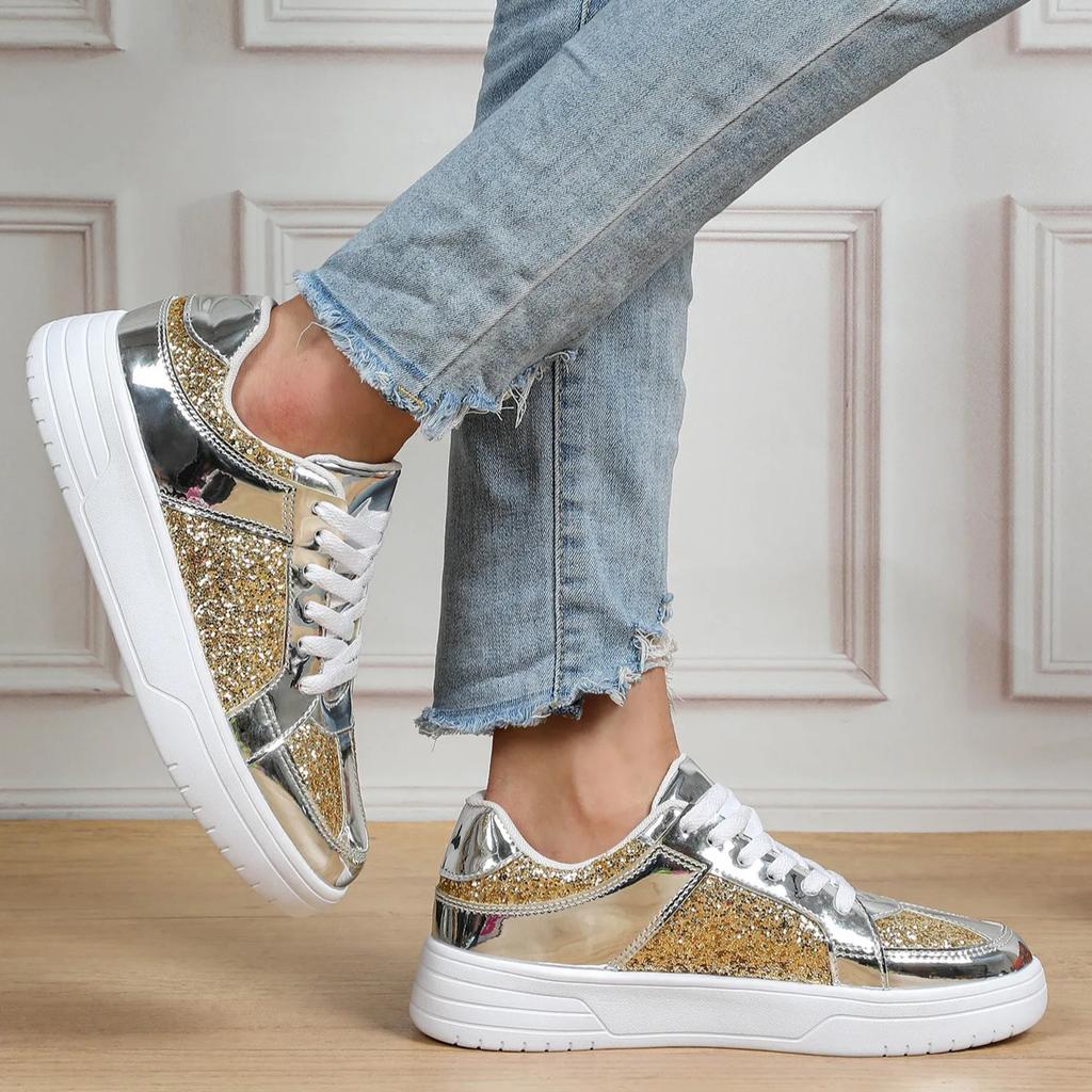 Casual Board Shoes Women Fashion Sequin Flats Breathable Walking Shoes Low-cut Daily Versatile Casual Shoes