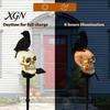 Weatherproof Solar Lights for Outside LED Crow Skull Light, Waterproof Halloween Pathway Gothic Horror Party Gifts Collectors on Skeleton Head