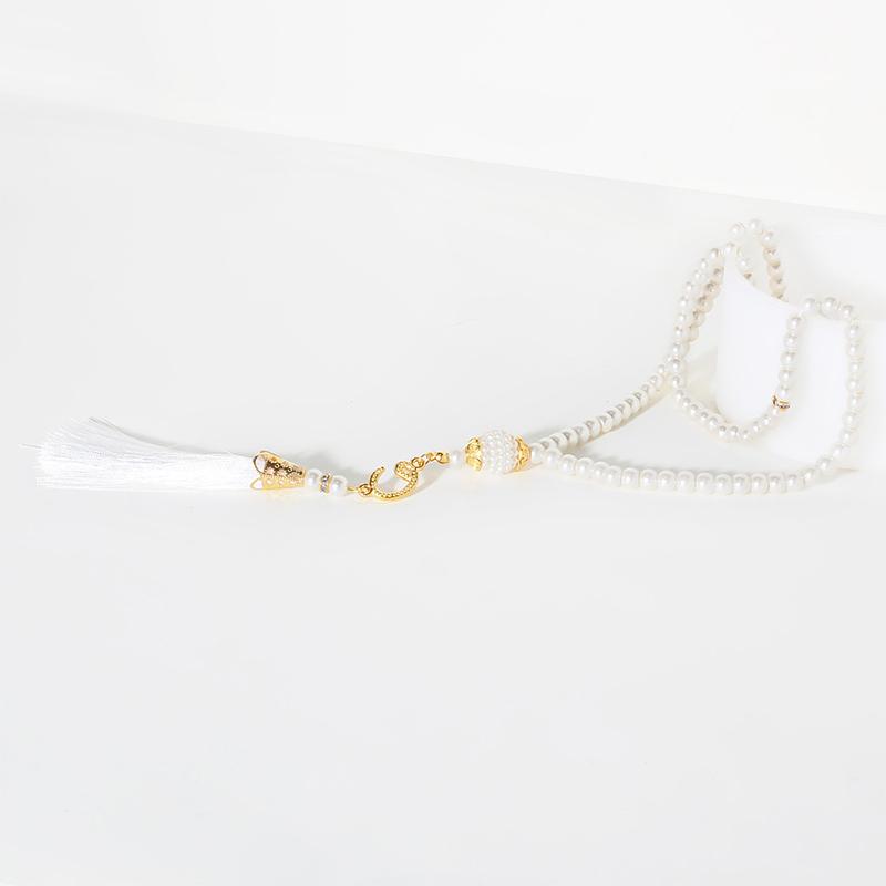 Pearl Prayer Beads Necklace Jewelry Long Tassel Clothes Pandent Accessories