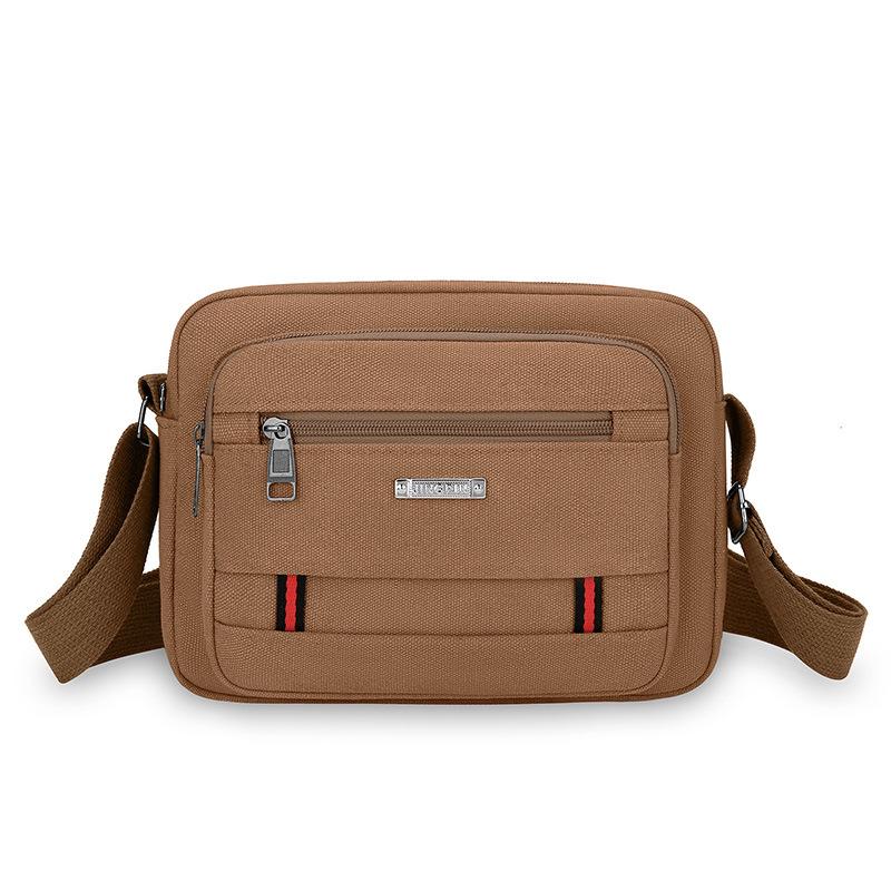 New Men's Shoulder Bag Business Multi Layer Simple Canvas Bag with Large Capacity and Light Tide Messenger Bag.