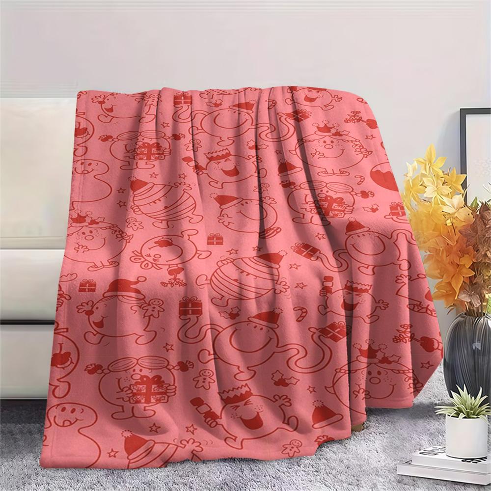 1PC Mr. Men Little Miss Patterned Flannel Blanket Suitable For All Seasons for Home Decor Warmth and Comfort Gifts Holiday Present