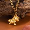 Golden Little Horse Pendant Necklace for Women – 2026 Light Luxury Clavicle Chain.
