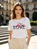 1pcs Fashion Leopard Heart Unisex Tshirts For Girls Funny Hearts Printing Short T Shirts For Unisex Tshirts Lady Tops Tees