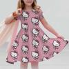 New Summer Dress Fashion Cartoon Cute Hello Kitty 3D Print Dresses Kids Short Sleeve Princess Girls Party Children Clothes