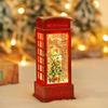24TE Christmas Red Phone Booth Lantern Vintage Led Light Ornament Decor for Home Festival Birthday Party Background Decor