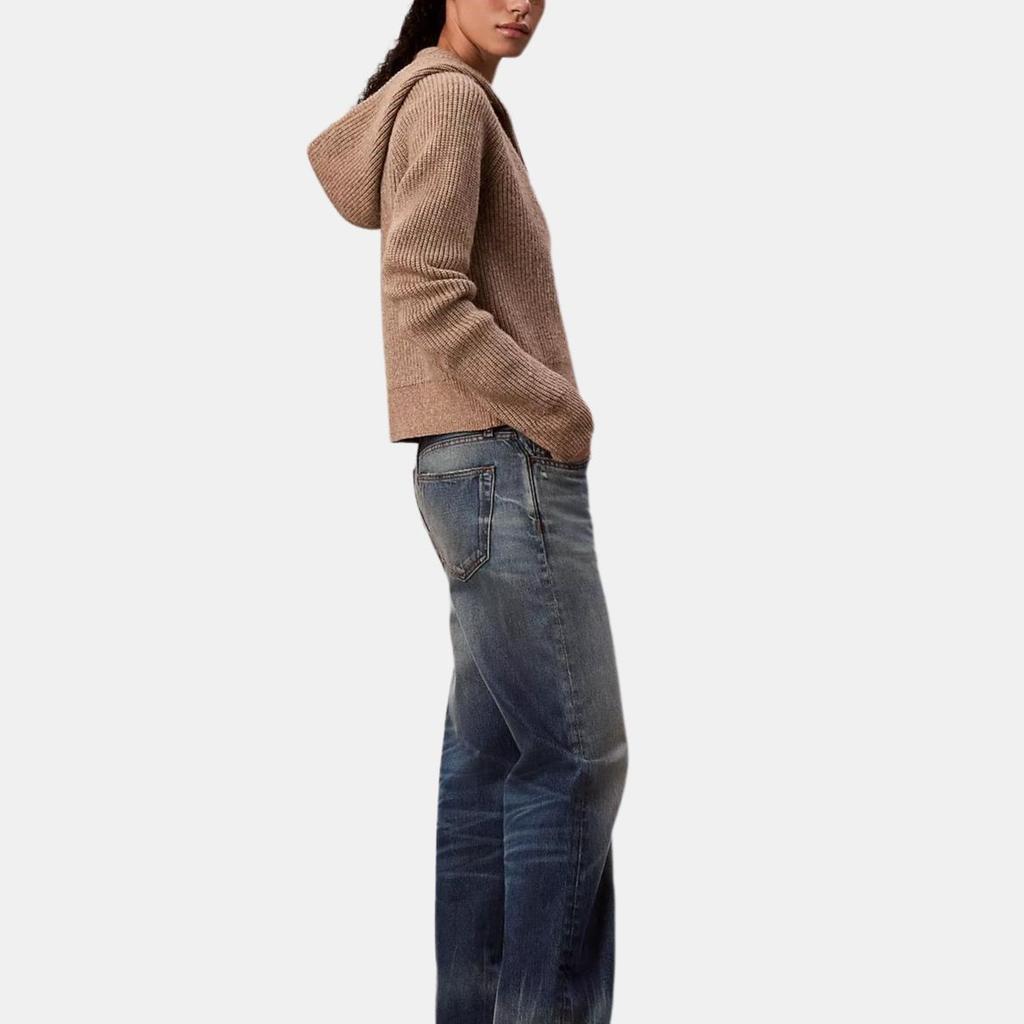 Calvin Klein Lässiges einfarbiges bequemes Kapuzen-Strickoberteil mit weichen Raglan-Langärmeln für Damen 47D379G-1YD