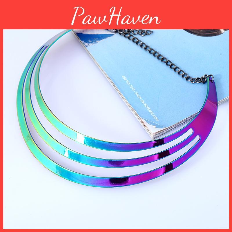 Multi Layer Metal Collar Necklace With Gradient Design For Fashion Statements