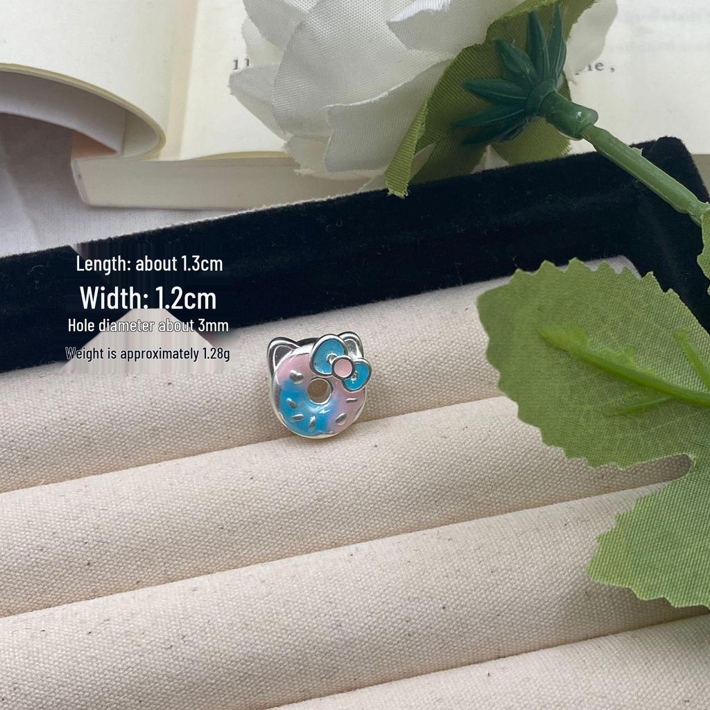 Sterling Silver Cartoon Kitty & Miffy Rabbit Pendant Charm for DIY Bracelet