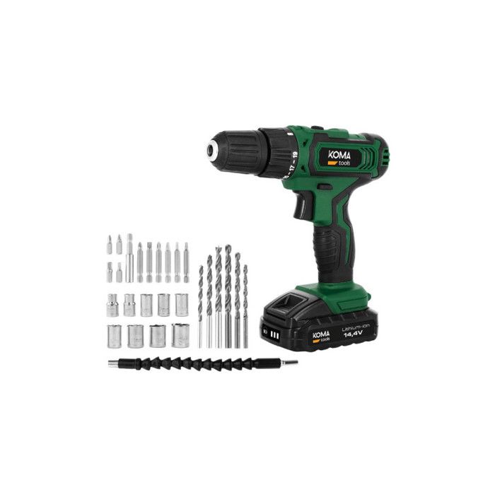 Perceuse-visseuse sans fil - KOMA TOOLS - 20V - Batterie Lithium-ion 2,0Ah - 27 accessoires - Chargeur inclus