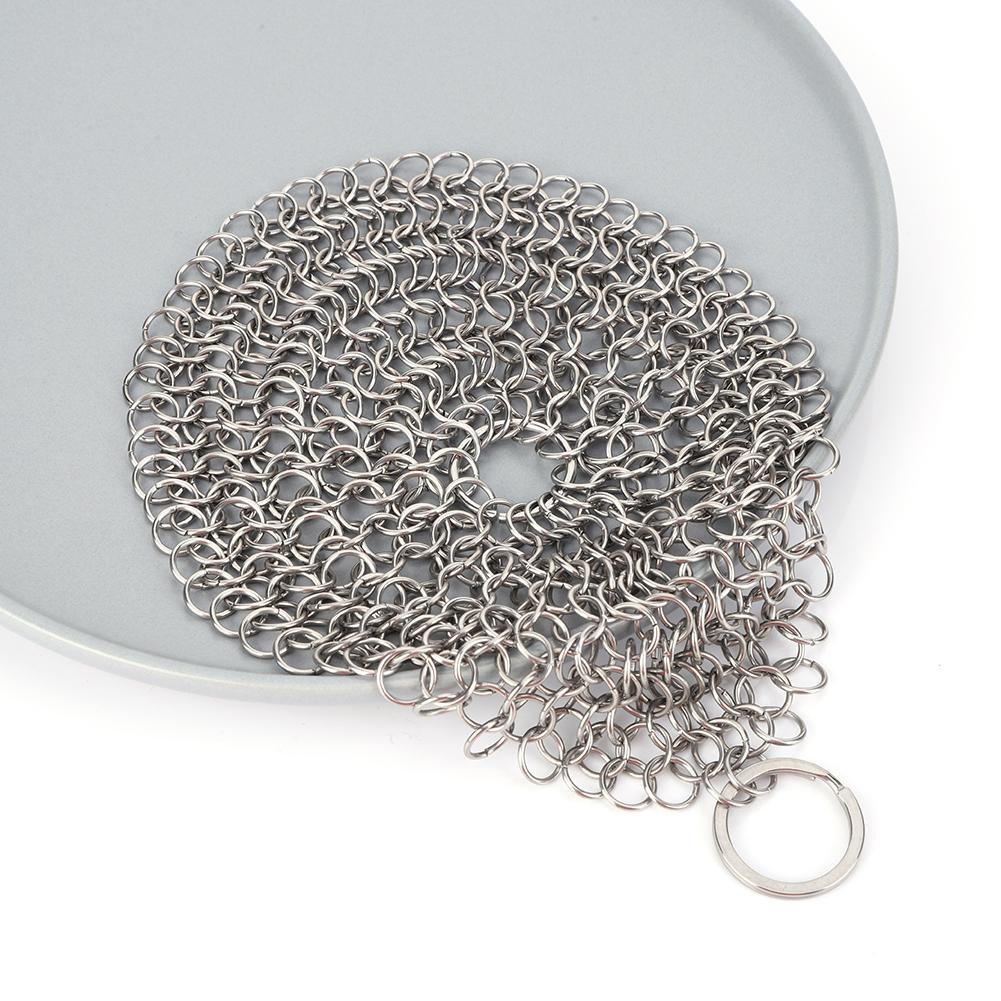 Stainless Steel Cast Iron Cleaner 8 7 6 5 4inch Chainmail Scrubber With Hanging Ring Skillet Grill Scraper Kitchen Accessories