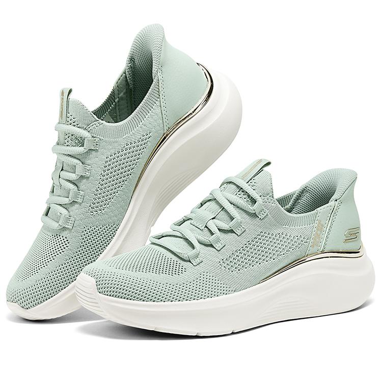 Skechers Bobs Sport Flash Step Shoes Comfortable Sports Low Top Casual Shoes Women Sneaker Mint-Green 117617-SAGE