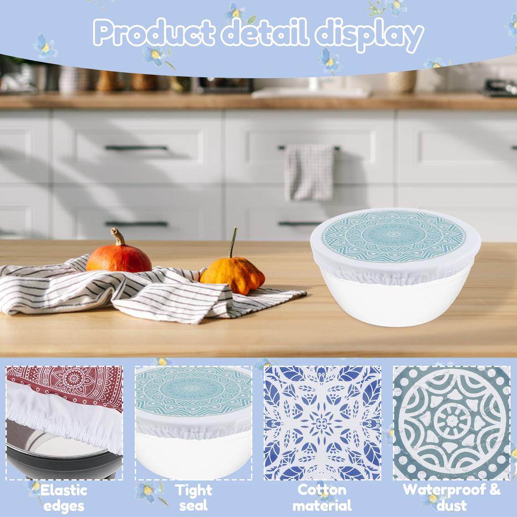 10Pcs Bowl Cover Stretch Lid Cloth Bowl Cover Reusable Fabric Bowl Cover Elastic Portable Bowl Dust Cover for Party Picnic Home