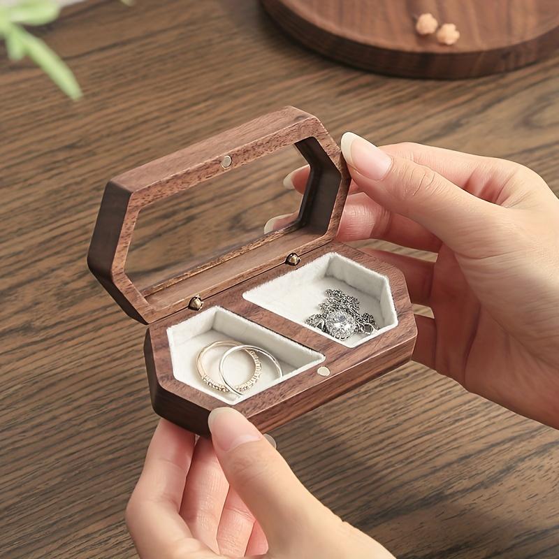 [Vintage Jewelry Box] Vintage Wooden 1pc Jewelry Box | Ring Display Box, Wedding Ring Storage Box, Earrings Necklace Storage Box, Small Jewelry Box