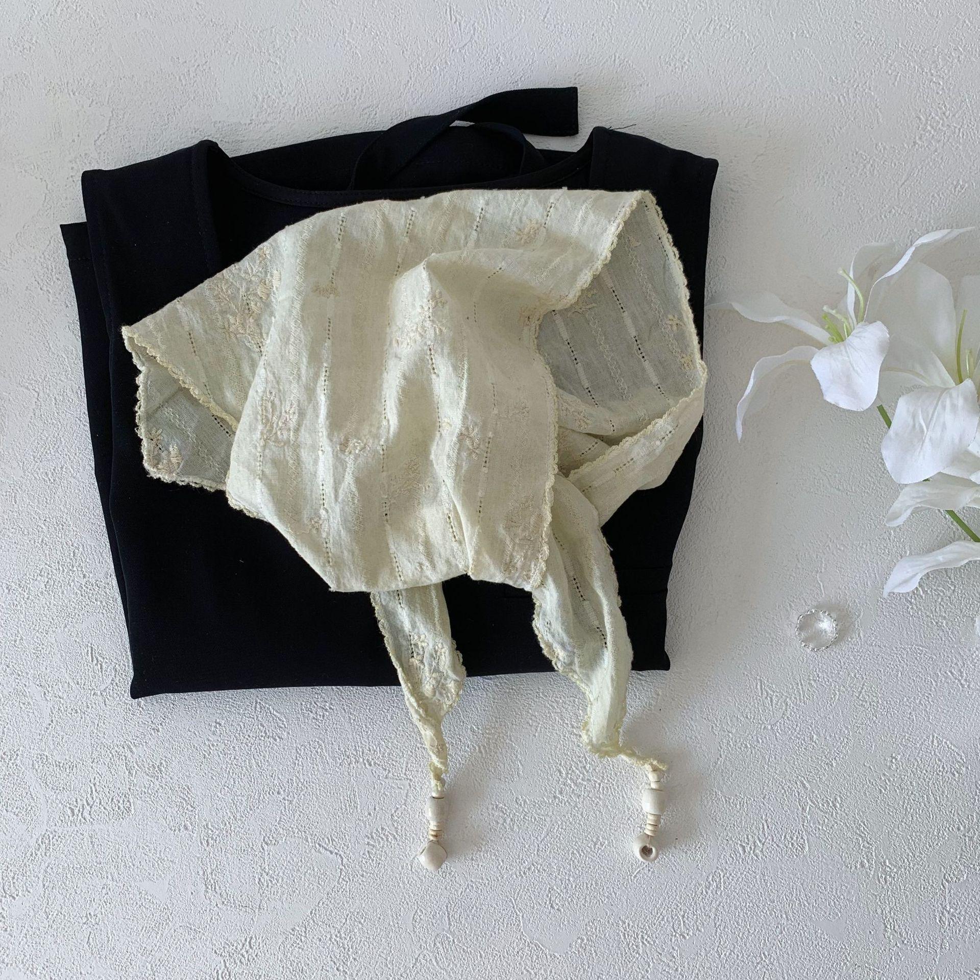 Boutique/Thin Embroidered Cotton Triangle Scarf French Small Floral Silk Scarf, Lace Lace Head Scarf Small Scarf 30/60/105