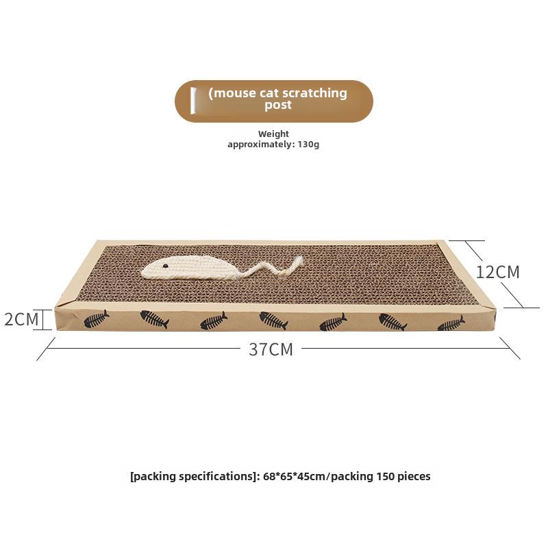 Placă de zgâriat pentru pisici din sisal ondulat - formă mare de șoarece și pește pentru măcinarea ghearelor