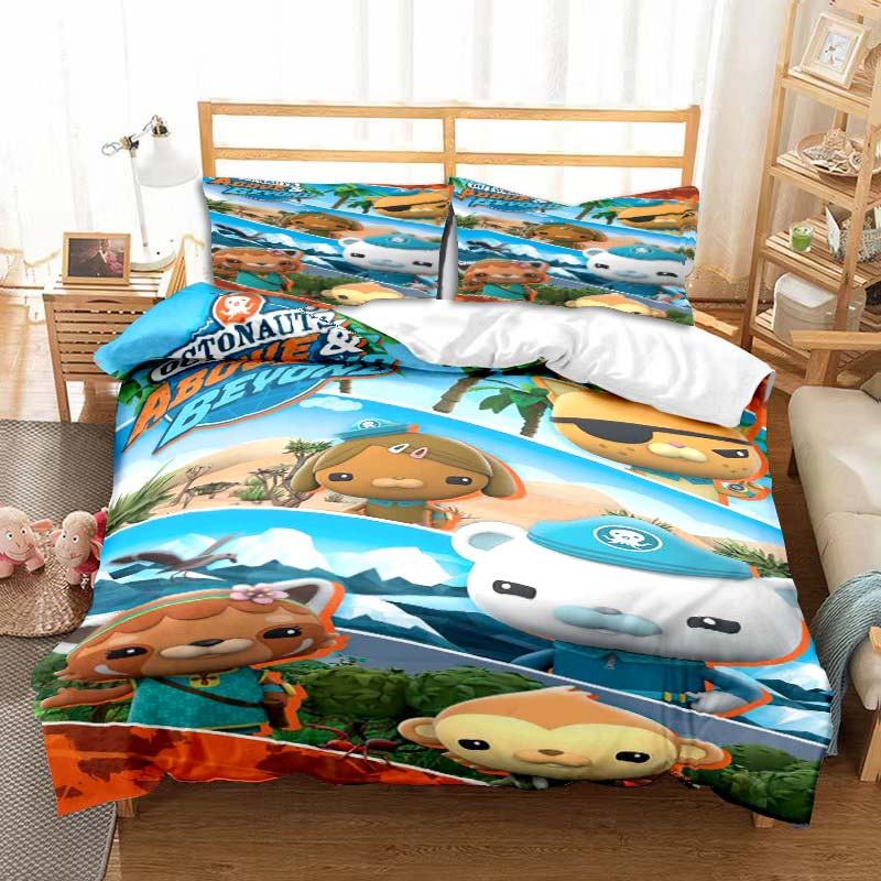 The Octonauts Cartoon Printed Bedding Set Children's Soft Duvet Cover Pillowcase Single Double Bed Queen Size Bedspread Kid Gift