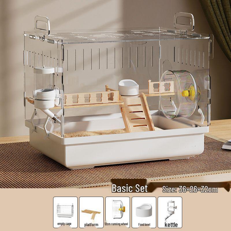 Jaula de Acrílico de Lujo para Hámster: Villa Grande, Transparente, Anti-Mordeduras para Hámsteres Dorados