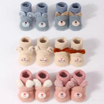 Newborn Baby Winter Thick Plush Warm Sock Cute Bear Ear Baby Toddler Walking Socks Anti Slip Children Boys Girls Floor Stockings