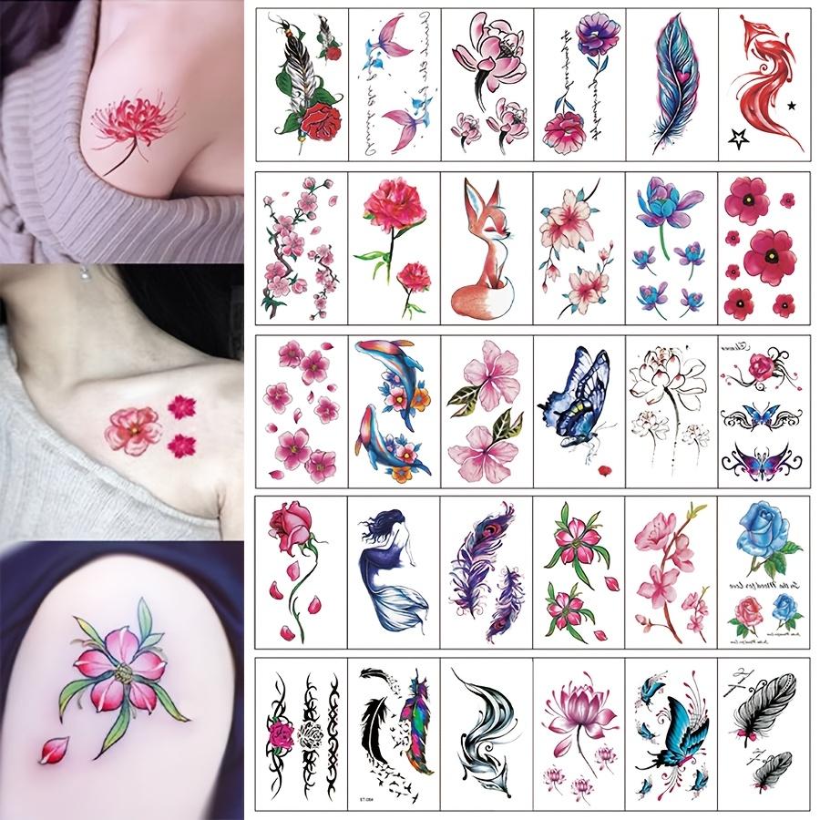 Flower Butterfly Legs Arm Body 30 Sheets for Women Temporary Tattoo Tattoo Sticker Fake Tattoo  High Quality
