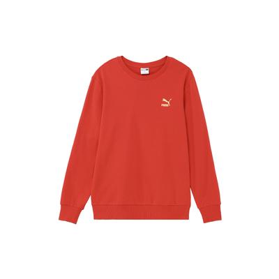 Puma Solid Color Crew Neck Sweatshirt Unisex Tops Red 625825-11