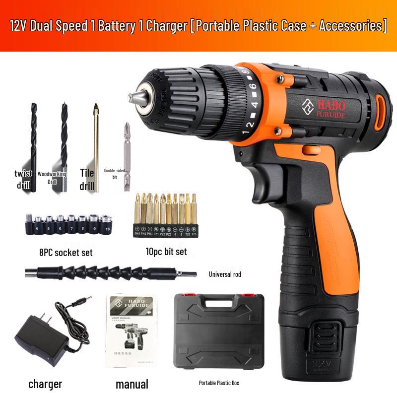 12V/25V Electric Screwdriver & Drill, Single/Double Speed, Multi-functional, Rechargeable, 16.8V Hand Tool