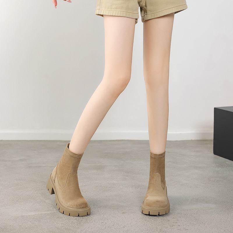 Krazing Pot Flock Round Toe Зимние толстые каблуки Современные короткие женские ботинки — фото 17