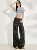 Women's American Style Spicy Camouflage Multi-Pocket Wide-Leg Jeans - Early Autumn 2025