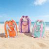 New Mesh Drawstring Beach Bag Large Capacity Lightweight Tote Swimming Pool Travel Bathroom Vacation Daily Storage Organizer