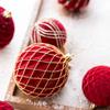 8CM Red Christmas Tree Ornament Ball with Print Design