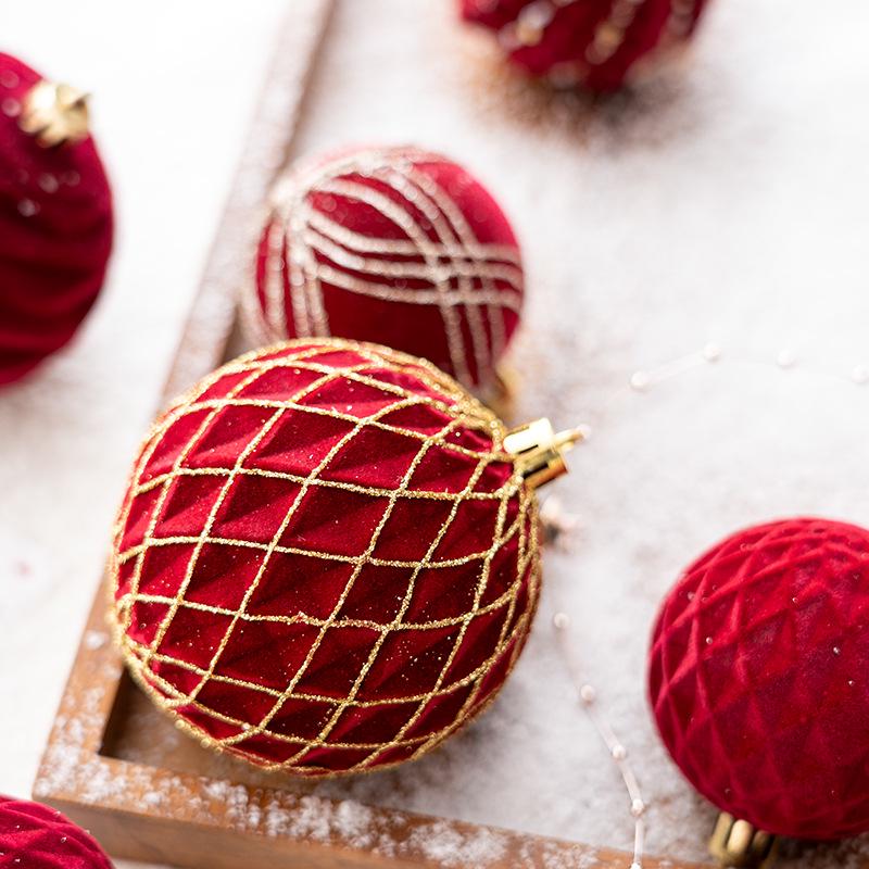 8CM Red Christmas Tree Ornament Ball with Print Design