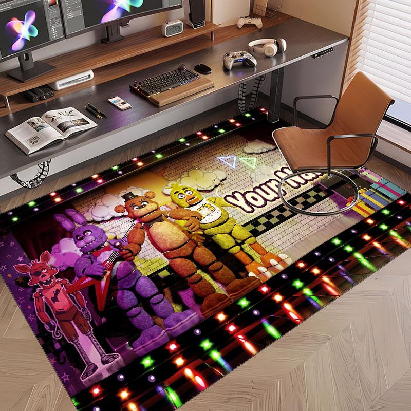 Custom Name Text Crystal Velvet Rug,Five Nights at Freddy’s Soft Plush Decorative Non Slip Floor Carpet