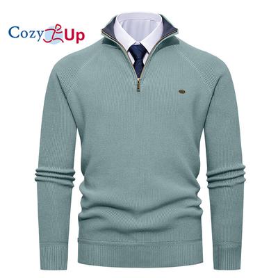 Herren Viertelreißverschluss Französischer Rippstrickpullover, Freizeitkleidung