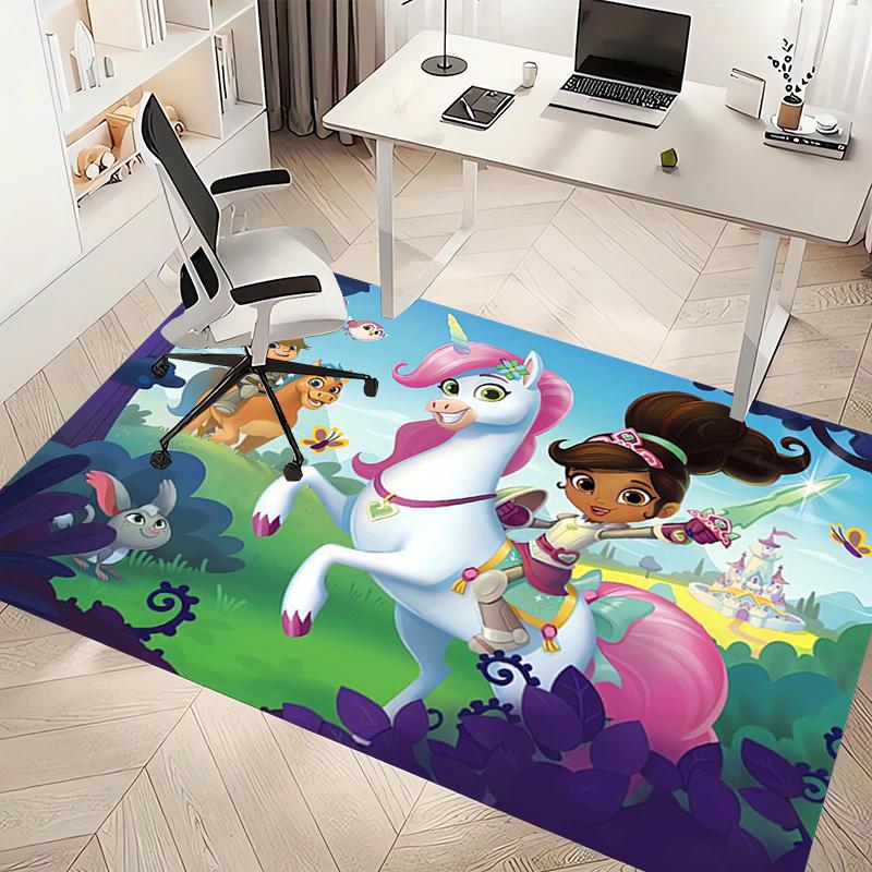 1pc Nella the Princess Knight Print Area Rug - Soft, Washable Non-Slip Indoor Mat, Living Room, Home Office Decorative Rug,Office Decorative