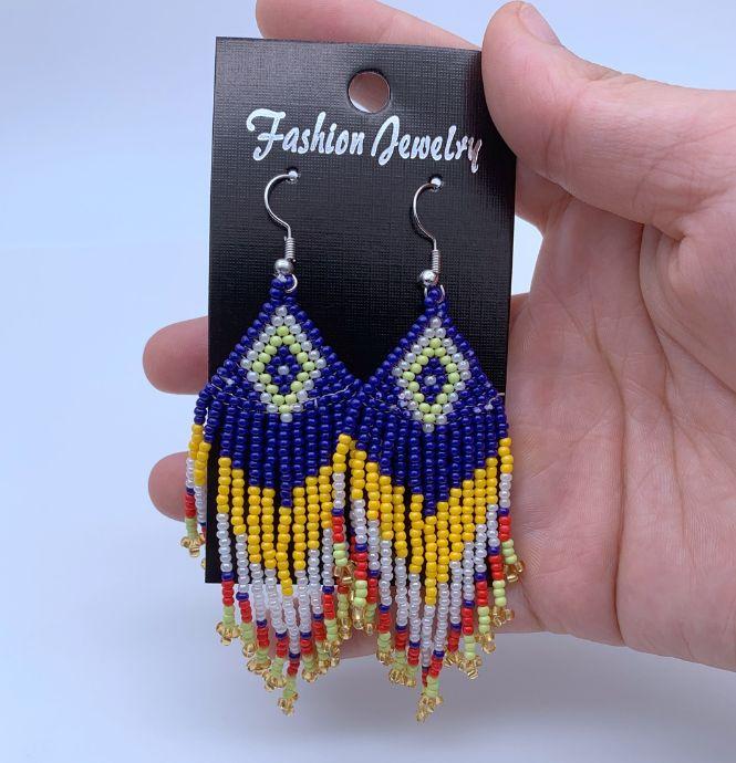 

Dangle Earrings Beaded Handmade Beaded Earrings Bohemian Tassel Earrings Long Statement 10