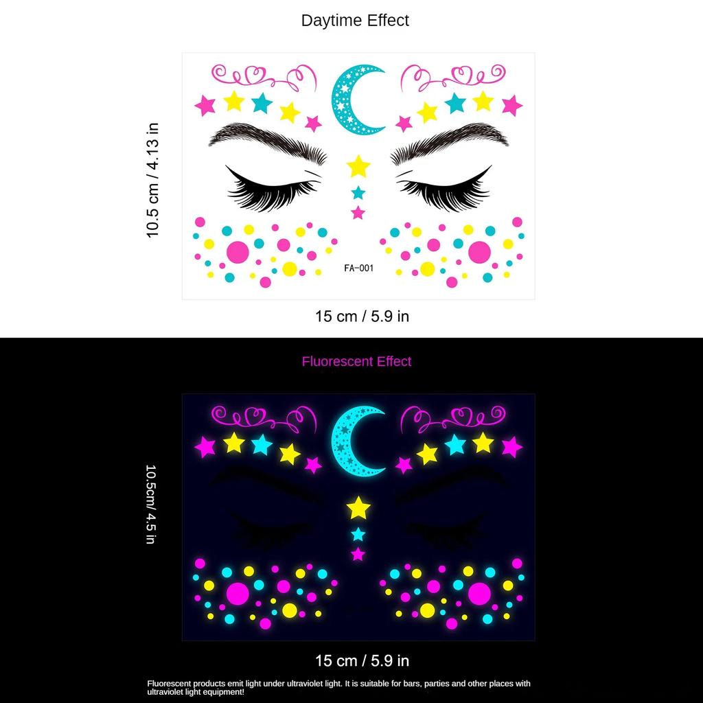 Neon Fluorescent Butterfly Tattoo Stickers Halloween Masquerade Tattoo Stickers Mexican Day of The Dead Mask Tattoo Stickers