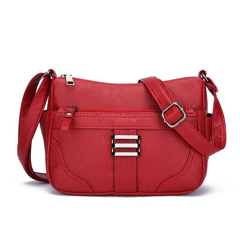 Middle-aged Women's Bag New Korean Casual Women's Crossbody Bag Fashionable Multi-pocket Soft Leather One-shoulder Mother Bag