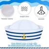 Sailors Ship Captain Hat Blue&White Stripe Hat Adult Teens Navy Cosplay Hat