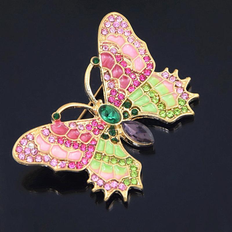 Hand-Painted Rhinestone Butterfly Brooch Pin - Cute & Versatile Jewelry Accessory