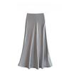 Women's High Waist Glossy Satin Mermaid Midi Skirt