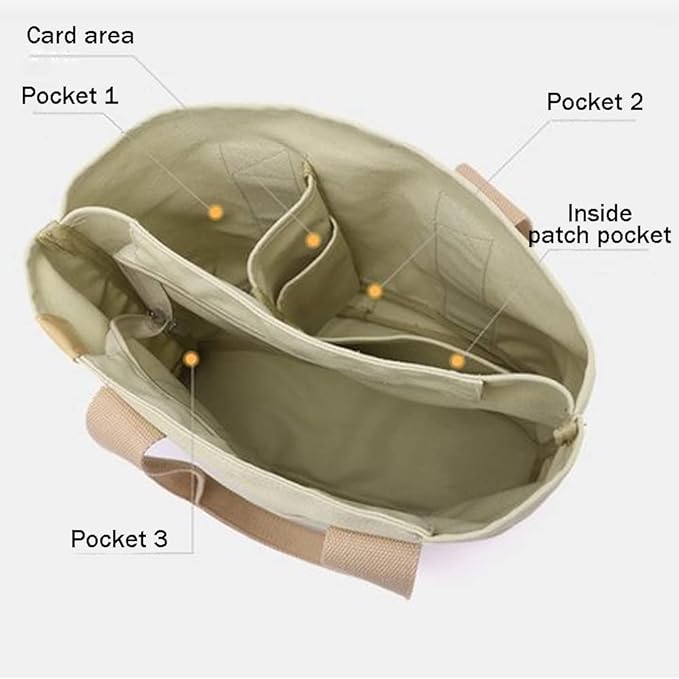 Canvas Tote Bag for Womens Multi-Pocket Handbag Fashion Crossbody Bag Shoulder Bag Hobo Bag