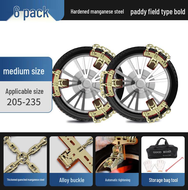 Universal Anti-Skid Chains for Cars, SUVs, and Off-Road Vehicles – Tire-Friendly for Winter Snow