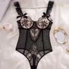 Perspective Underwear Seduction Hot Lace Embroidery Splicing Set Sex Tights Women