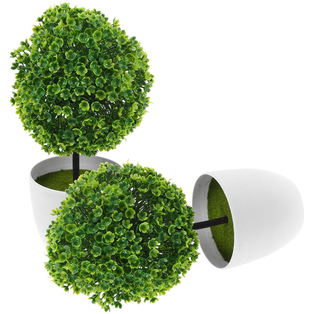 2 Pcs Potted Bushes Home Decor Artificial Plants Indoor Small for Decoration Bookshelf