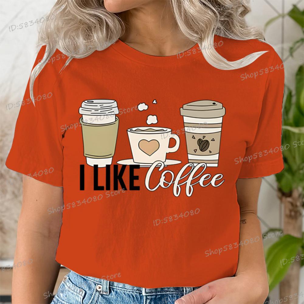 Short Sleeve T-shirt for Coffee Lover Crew Neck Women Fashion Summer Clothes I Love Coffee Graphic Tee Girl Coffee Party T-shirt