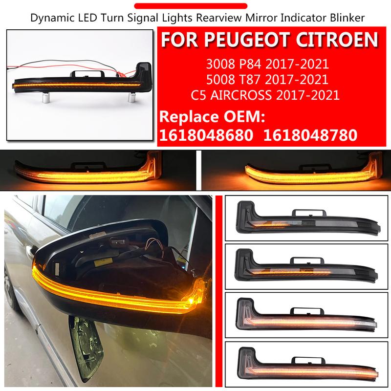 Led Dynamic Side Wing Mirror Blinker Indicator For Peugeot 3008 5008 II Citroen C5 Aircross Rearview Turn Signal Lights