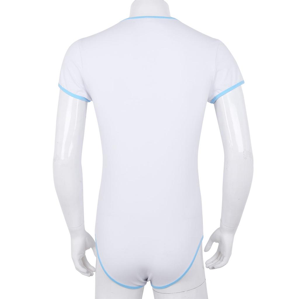 Moggemol Men/'s Short Sleeve Press Botton Crotch Shirts Leotard Bodysuit Romper Undershirts Tank Top Pajamas
