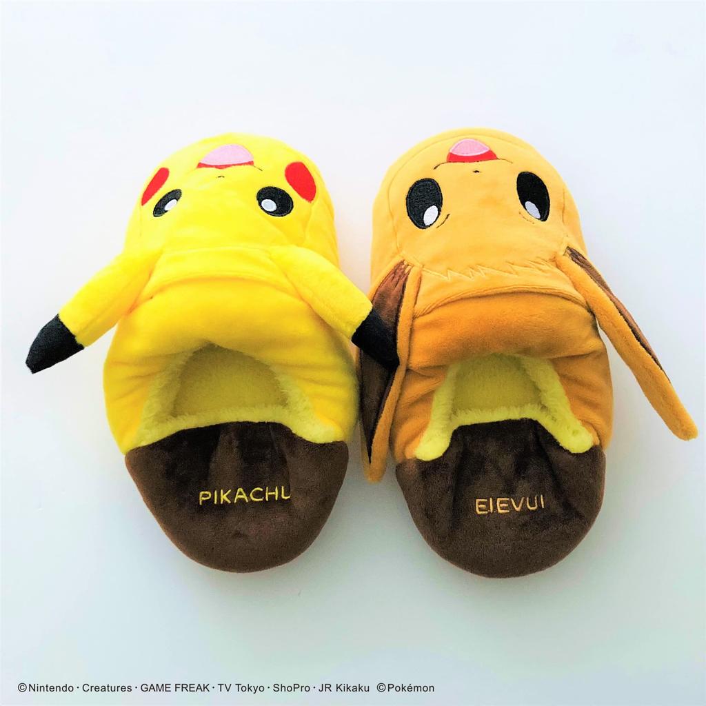 MORIPiLO Pokemon Indoor Slippers Eevee Fluffy Size Plush Cute Pokemon Morishita Makura (Pikachu & Kunyaku) 23.0-25.0cm, Unisex, Toy, Gift, Yellow,